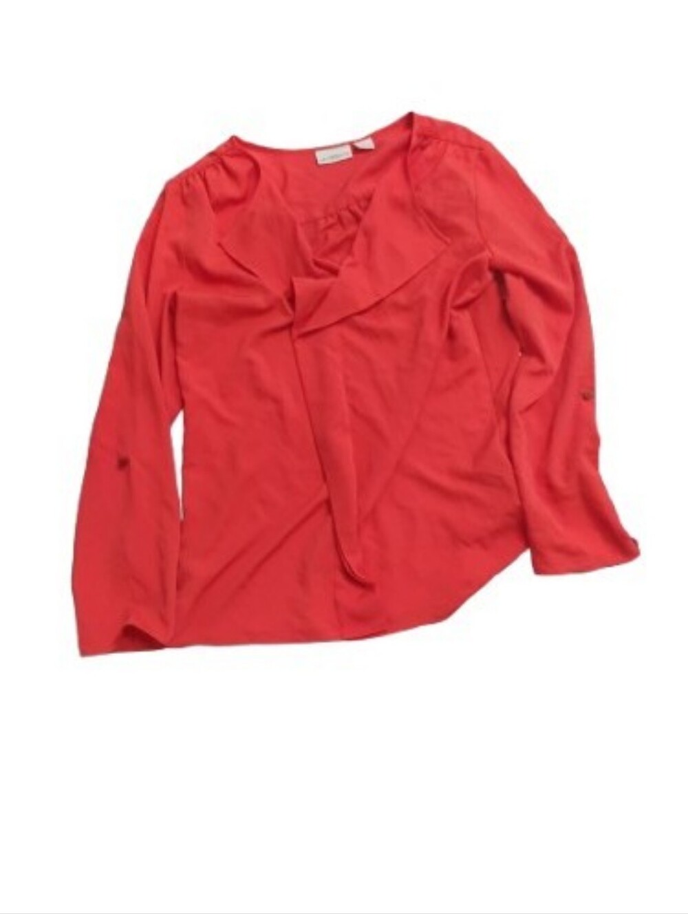 NWT Liz Claiborne Womens Orange Ruffled Blouse Top Sz S